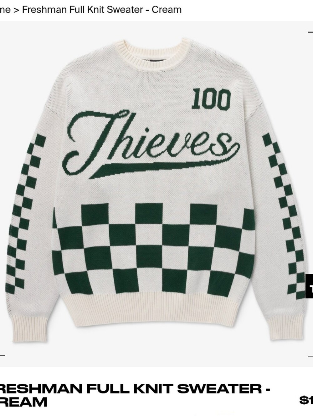 100 Thieves Freshman Full Knit Sweater- M